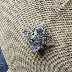Joan Rivers Crystal Filigree Hope Bee Pin Pendant Necklace 16in